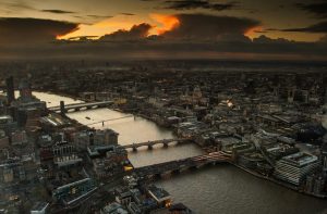 looking down on the Thames on the route a Thame Rocket Speedboat would go.